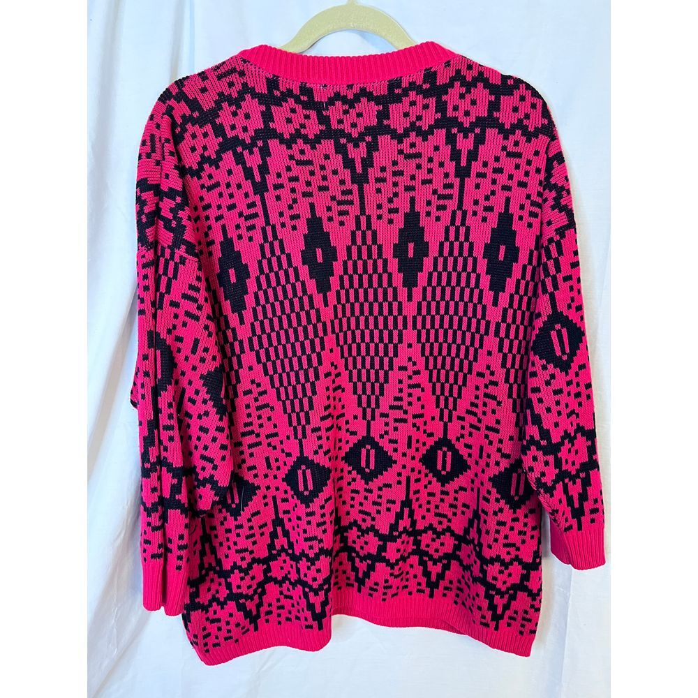 Pandora vintage 80s 90s pink black Cosby geometric sweater Size‎ XL oversize - Picture 3 of 4